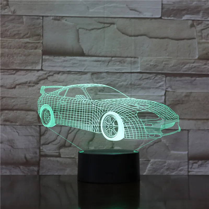 Super Sports Car Nightlight Led 3d Illusion Lampara Multicolor Rgb Children Kids Gift Table Lamp Bedroom Decorative Lamp 1774