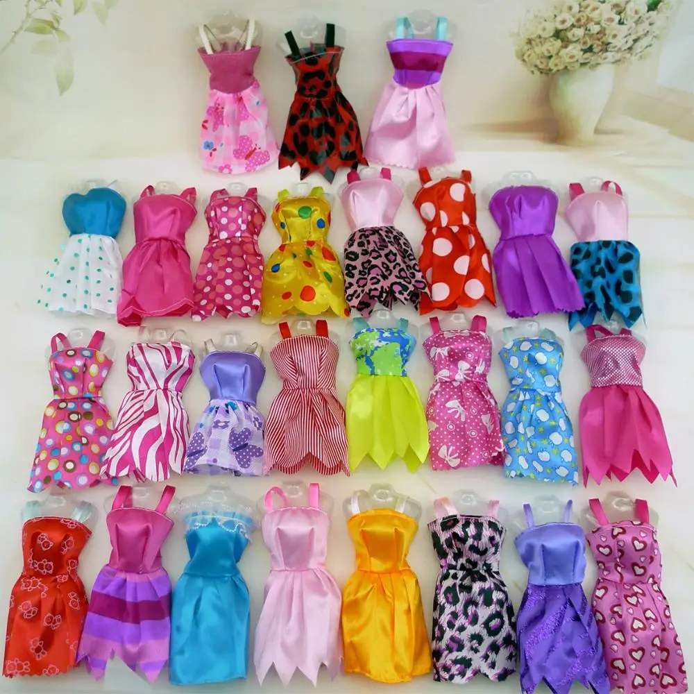 Random 10/20 Sets Mini Dress Colorful Summer Sleeveless Dollhouse Accessories Clothes for Barbie Doll Lovely Girl Toy Lot