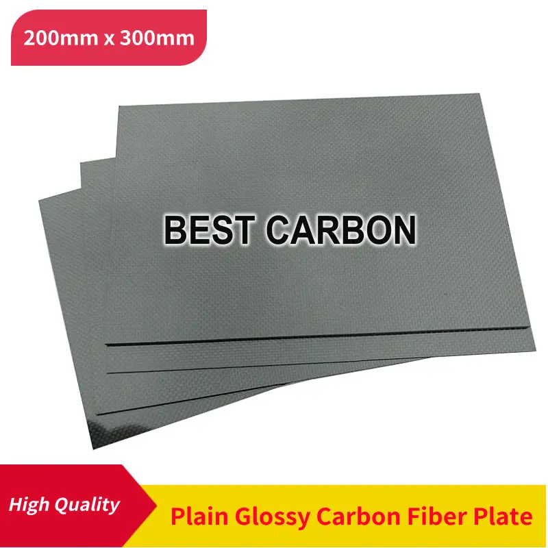 Free Shipping 200mm x 300mm 3K Plain glossy 100% Carbon Fiber Plate, laminate plate, rigid plate , car board , rc plane plate