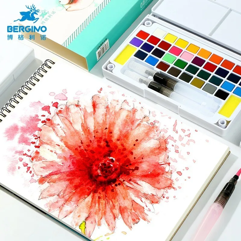 Imagem -05 - Conjunto de Tinta com Pigmentos Sólidos Portátil 18 24 36 Cores Aquarela Caneta Pincel Suprimentos para Arte Pintura Jogo para Pintor Viagem