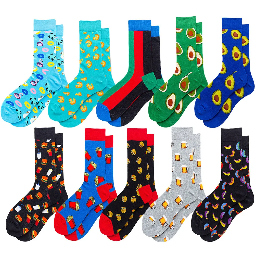 2019 date men dress color comfortable pair roller skateboard for causal reason funny wedding socks socks Avocado geometry