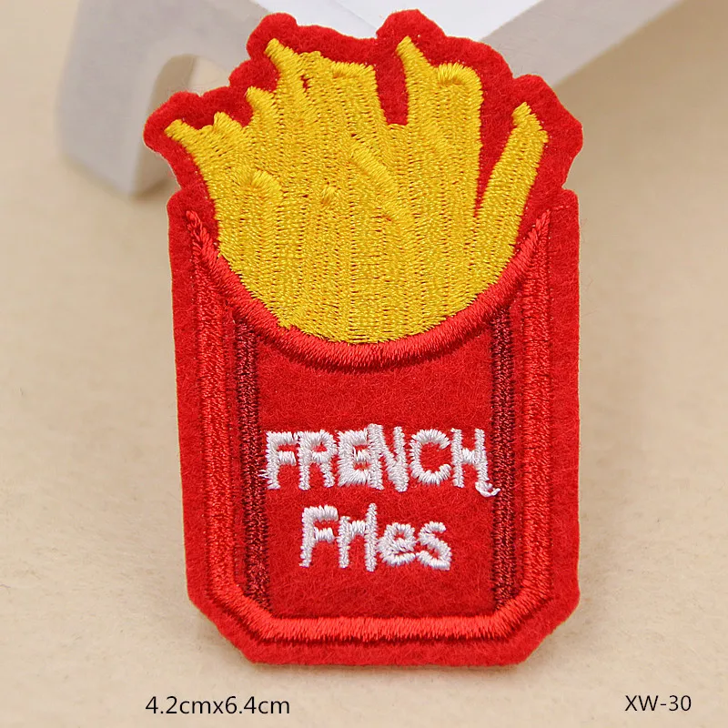 PGY French fries Badges Fast Food Embroidery Patches for Clothing Iron On Stickers Diy Coat Badges By Household Garment decor