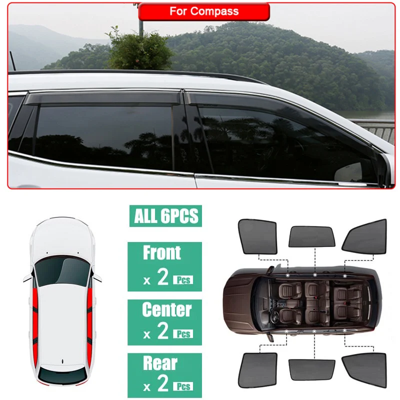 

Side Windows Magnetic Sun Shade UV Protection Ray Blocking Mesh Visor Fit For Jeep Compass 2017-2018