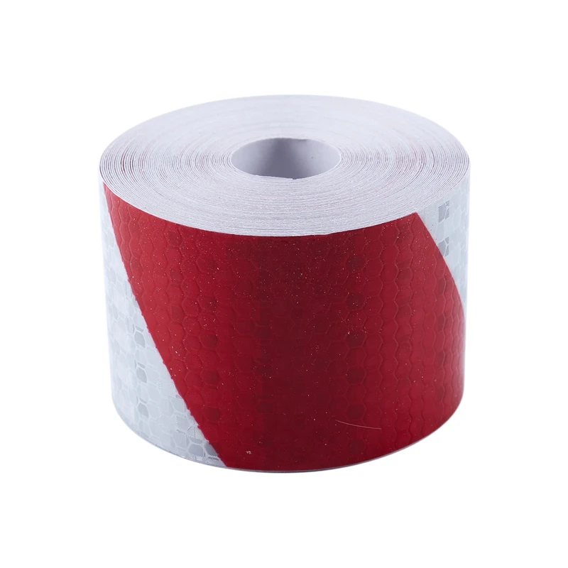 10m x 5cm Safety Warning Tape Reflective Tape Self adhesive Tape Reflective Strip Traffic Reflective Stickers Color: red + whi