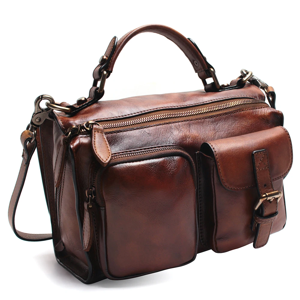 New Hand-Wiping Female Handbag Leather Shoulder Bag Messenger Retro Vegetable Tanned Suede