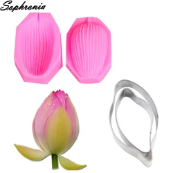 Lotus Flower Veiner & Cutters Silicone Molds Porcelain Clay Mould Cake Decorating Tools Chocolate Gumpaste,Sugarcraft Form CS182