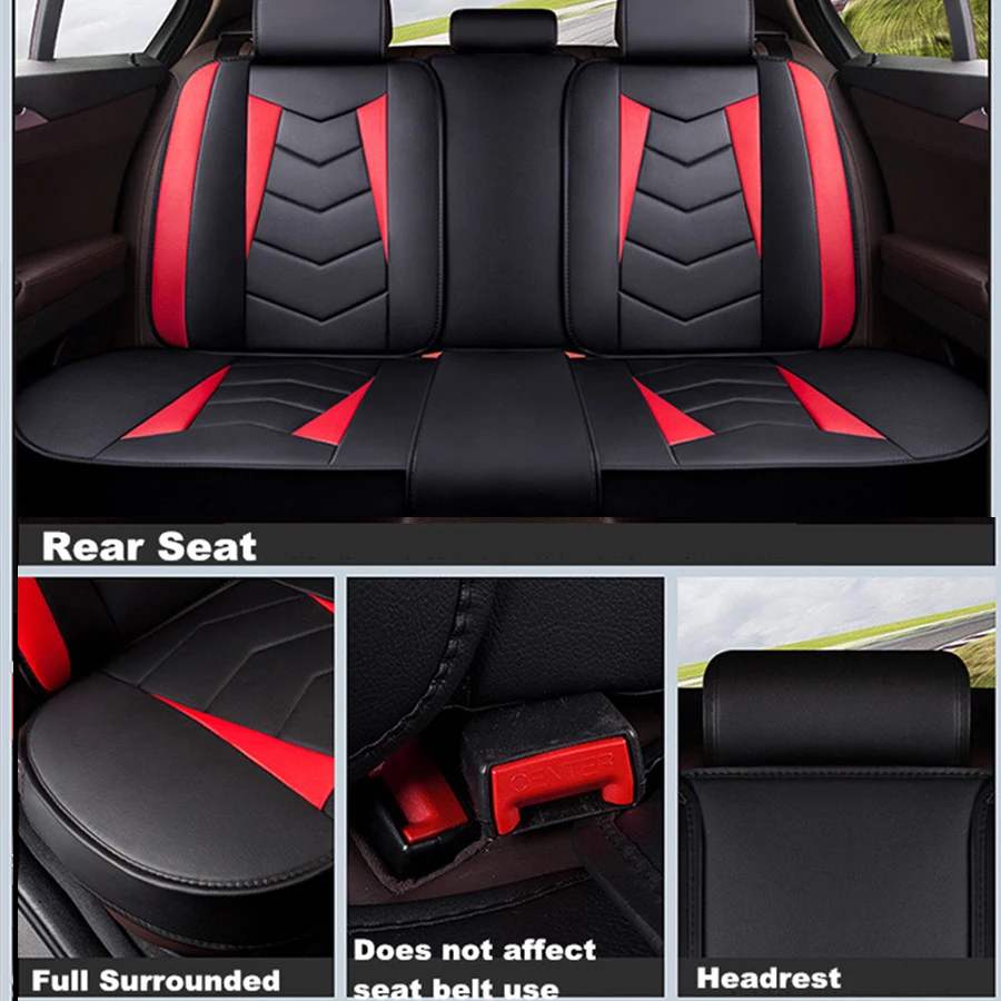 Universal Car Seat Cover Luxury PU Leather Sponge Fabric Cushion Pad Full Surround Breathable