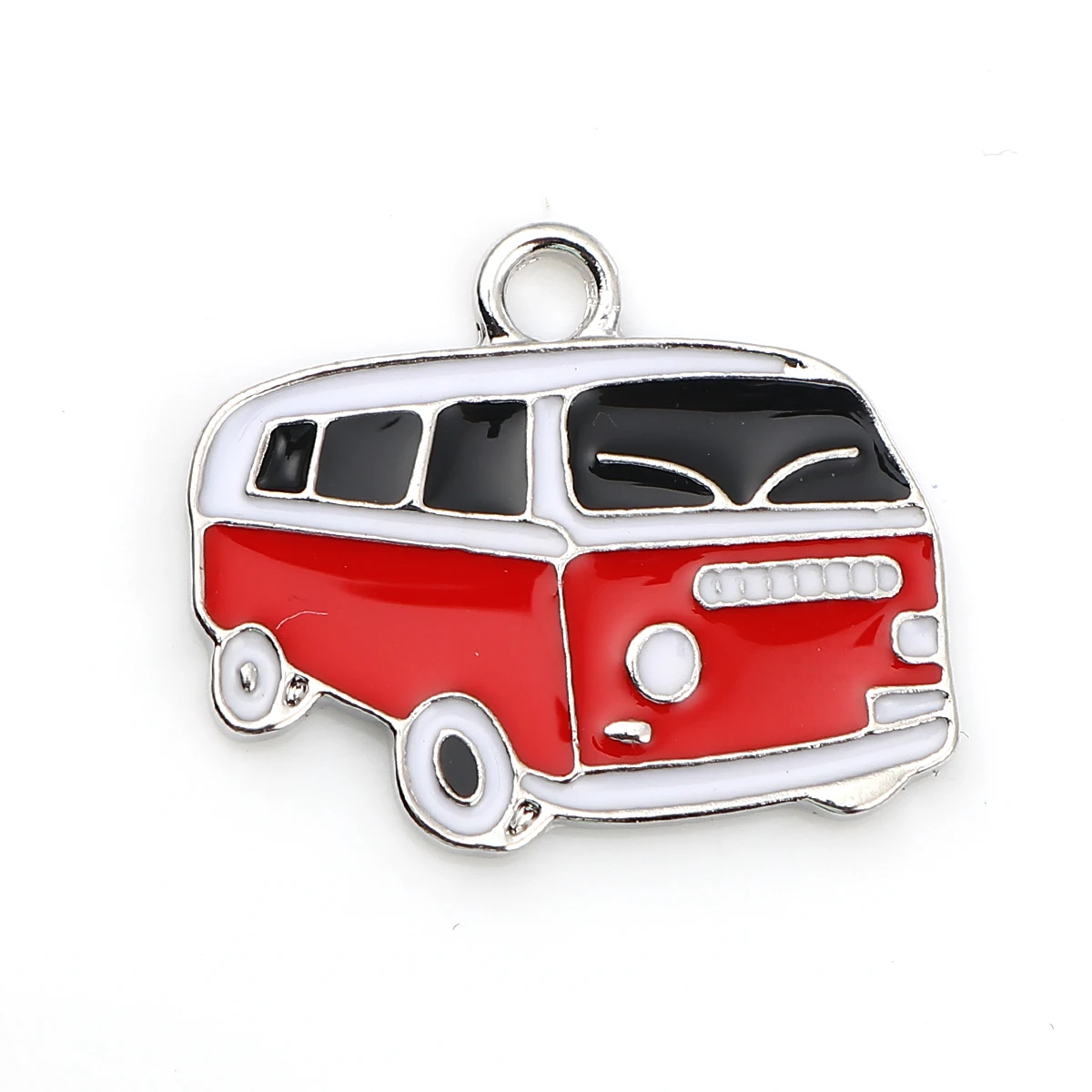 DoreenBeads 10 Silver Color Enamel Shuttle Bus Charm Pendant 20x18mm (B07143), yiwu