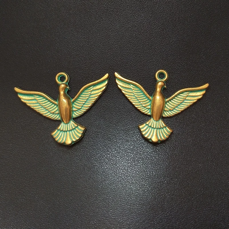 New 5pcs 38*30MM Retro Patina Plated Zinc Alloy Green Dove Charms Pendant for DIY Jewelry Accessories