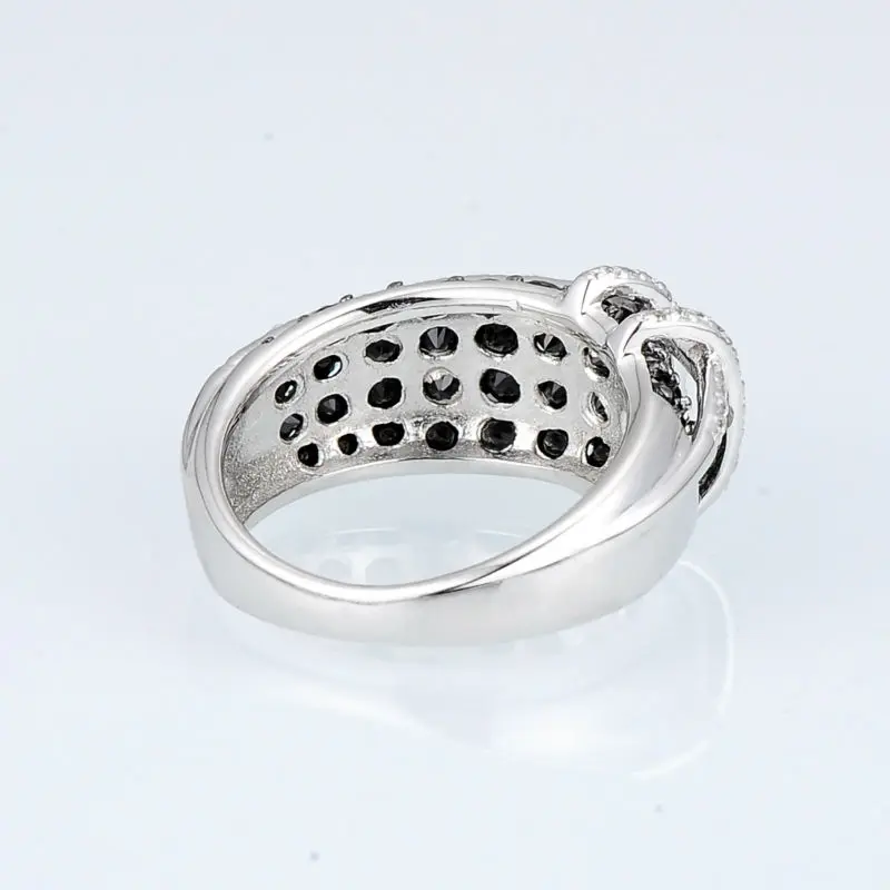 SANTUZZA Silver Ring For Women 925 Sterling Silver Top Quality AAA+ cubic zirconia Natural Black Stones Ring Fashion Jewelry