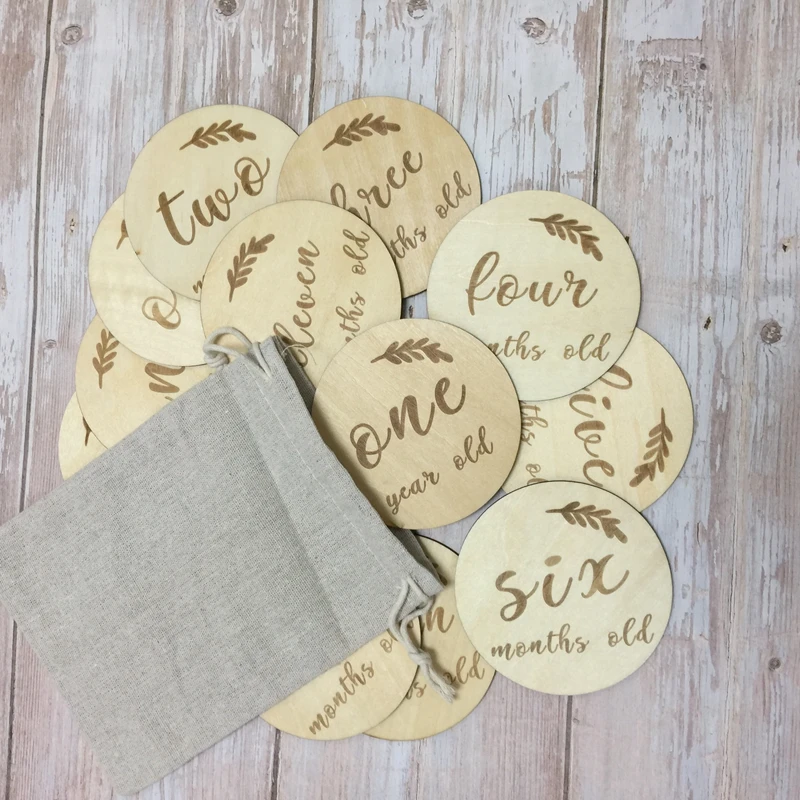 14pcs baby milestone cards wooden newborn baby shower gift