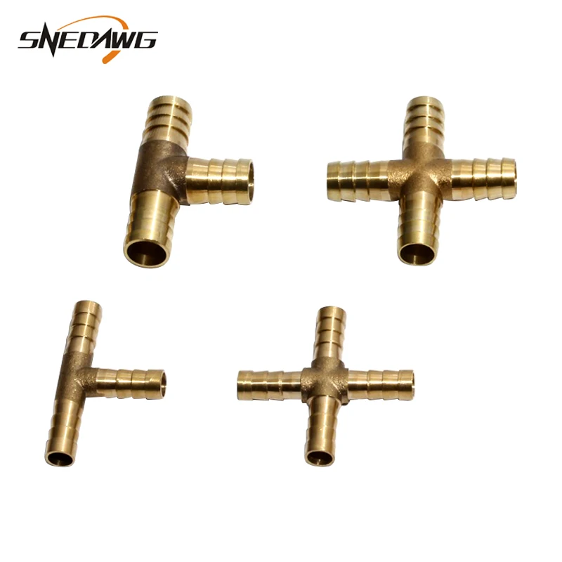 2pcs 6/8/10/12/14/16/19mm Hose Barb Pipe Fitting Cross T Type Brass Pagoda Pipe Fitting Joint Brass Gas Pipe Fitting Connector