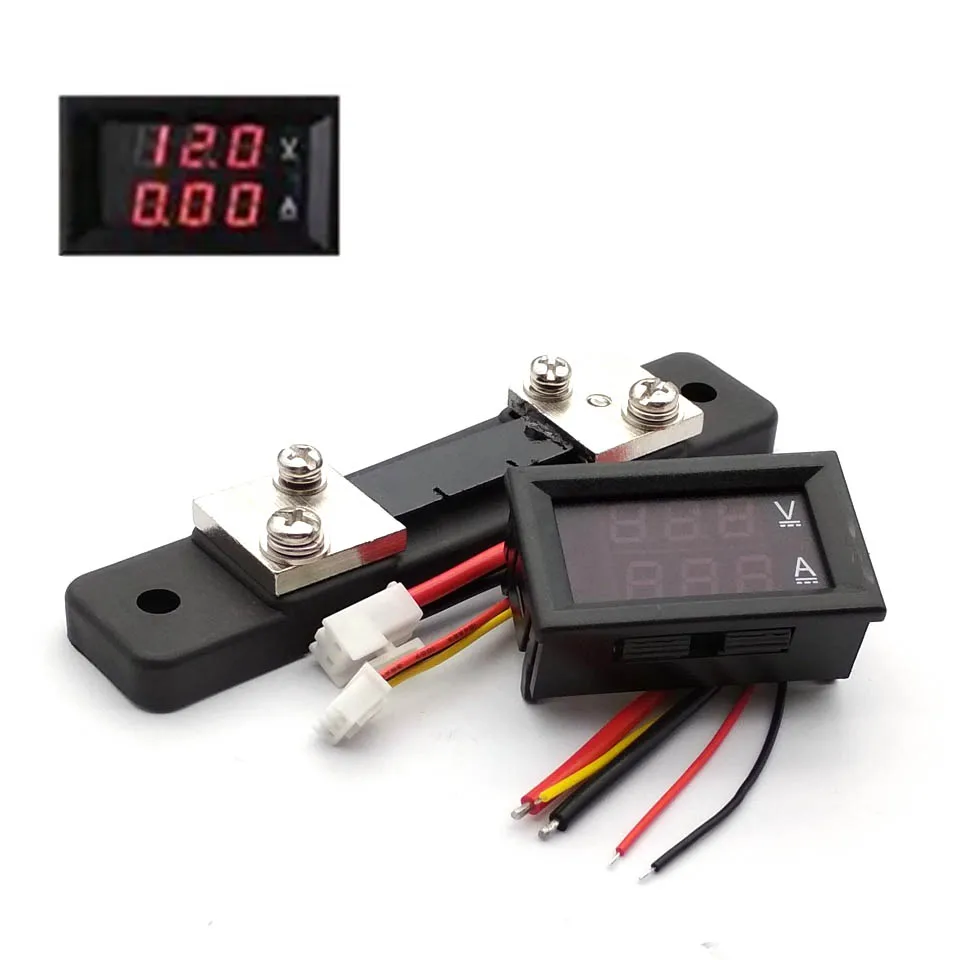 Mini Digital Voltmeter Ammeter DC 100V 10A 50A 100A Amp Volt Current Meter Tester 0.28