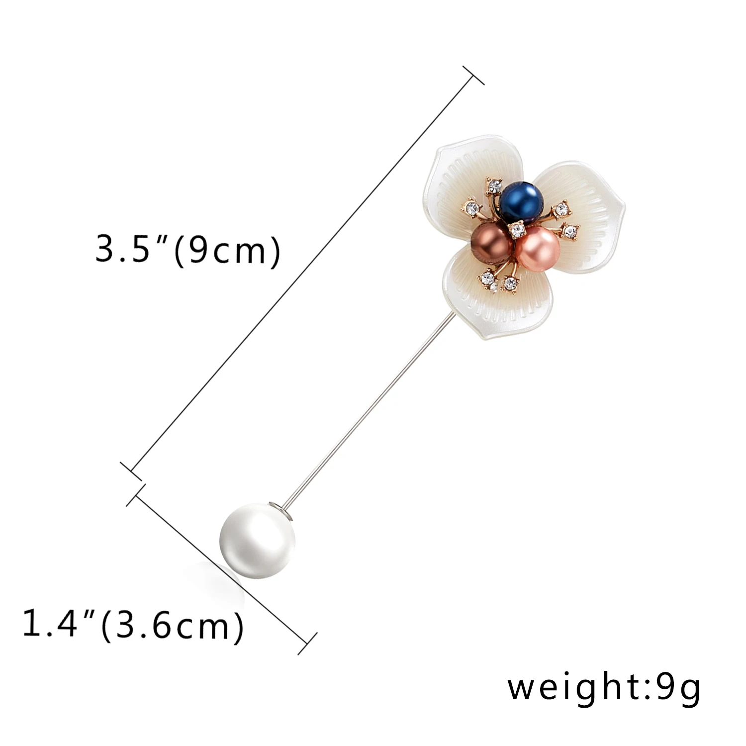 RINHOO New Fashion Rose Flower Camellia Brooch Corsage Long Needle Pin For Women Sweater Shawl Shirt Collar Jewelry Accessories