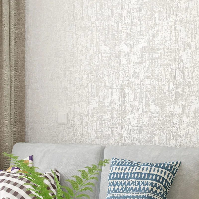 Papel de Parede 3d com Estampa de Cor Sólida Elegante para Decoração de Sala de Estar Simples Não Tecido em Relevo Qz051 Venda Imperdível