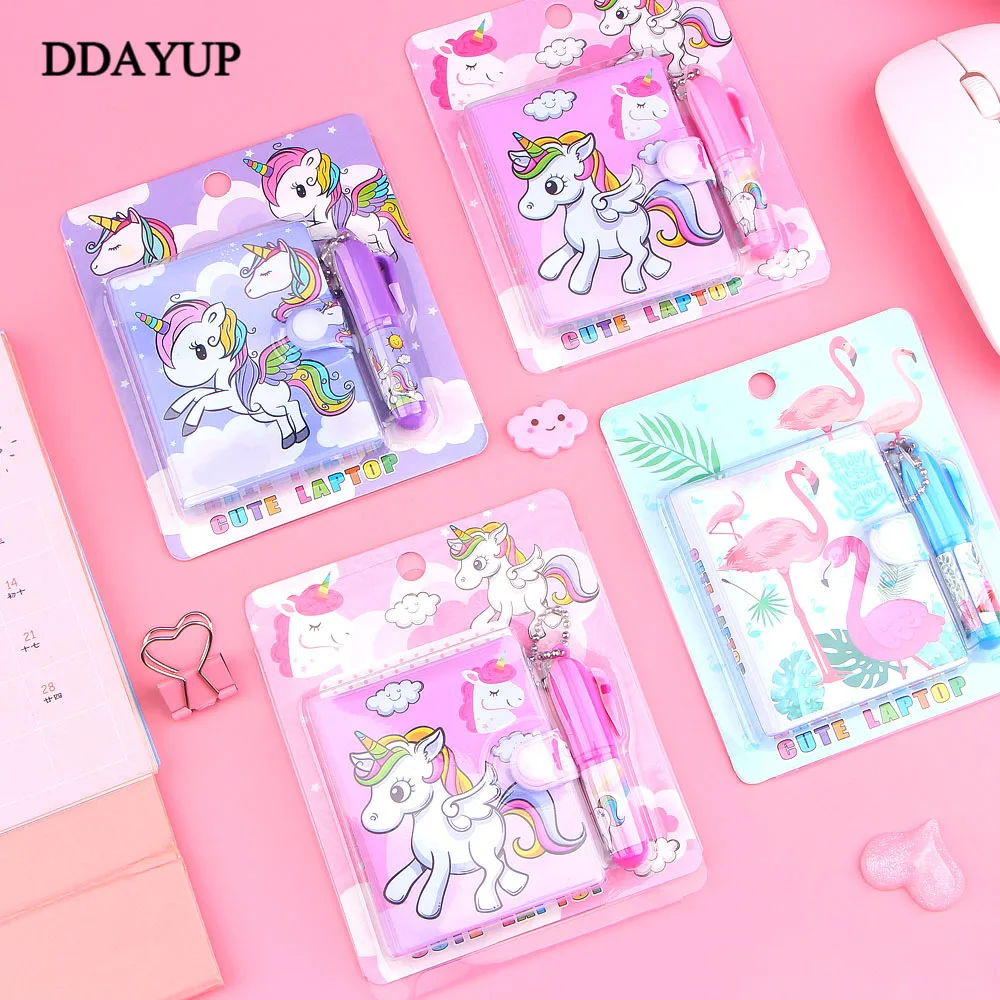 1 Set Leuke Eenhoorn Flamingo Memo Pad + Balpen Sticky Notes Memo Notepad Notebooks Gift Kawaii Briefpapier