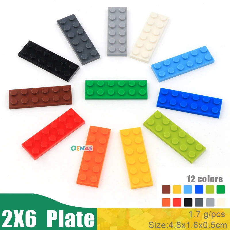 

500g 290pcs/bag Educational Kids Toy Plastic Building Blocks Accessories 2X6 Plate DIY Kit Compatible With L*goes Blocks In Bulk