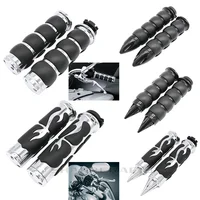 Empuñaduras de mano con punta de llama de goma Billet de 1 ""25mm y 7/8 ''22mm para Harley Honda Kawasaki Suzuki Yamaha bicicletas Cruiser Chopper personalizadas