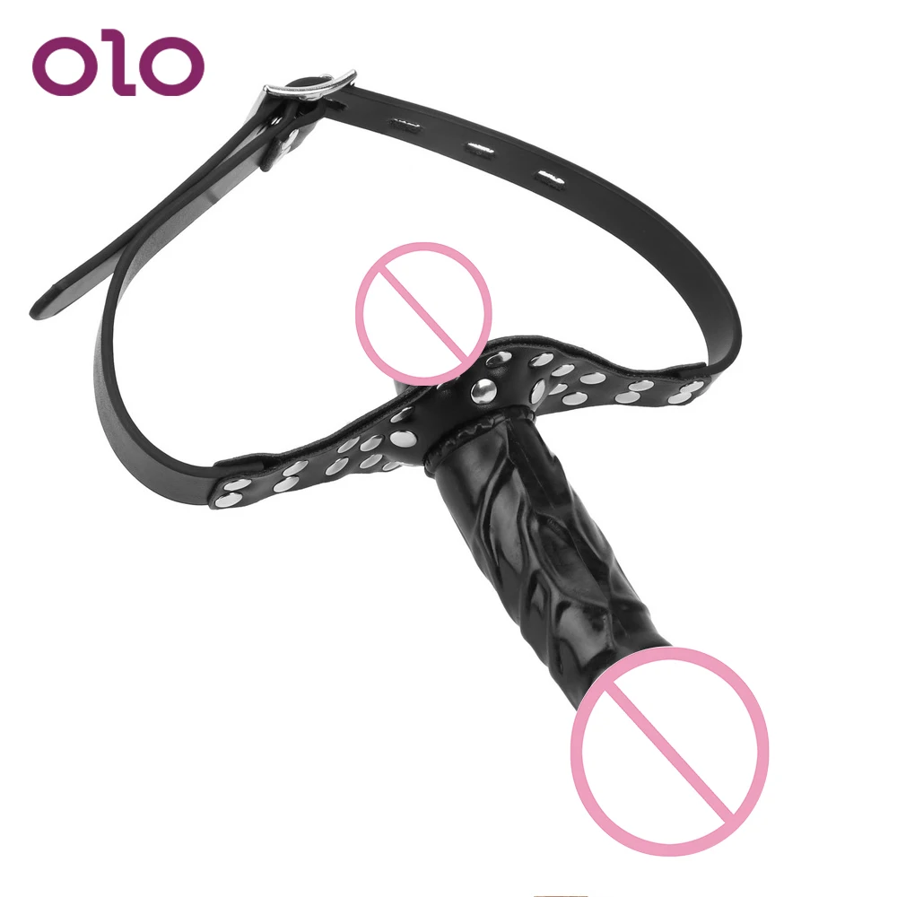 OLO Dildo Head Strap on Double Dildos Bandage Mouth Gag Realistic Penis Sex Toys for Couples Adult Products