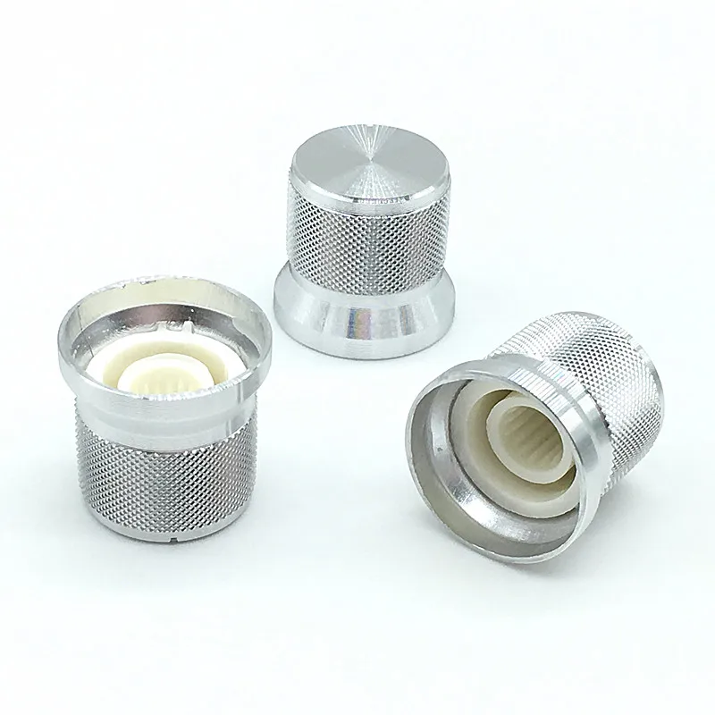 2pcs Silver Aluminium Alloy Switch Caps 17x16mm Potentiometer knobs Encoder Switch Plum Shaft