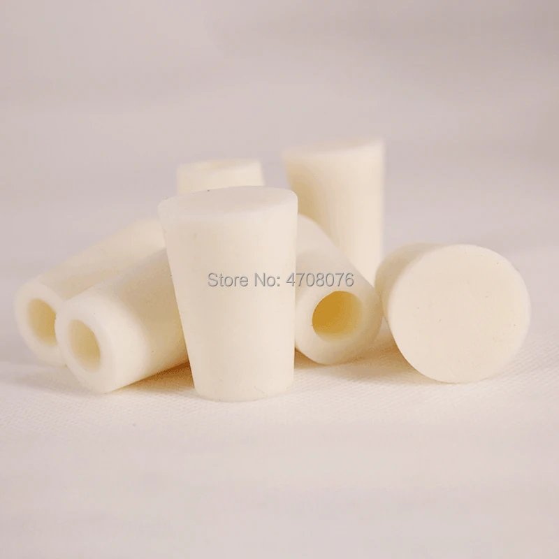 Silicone stopper with hole for conical flask Bottle rubber cover Perforated stopper bung Closing plug Sealed lid cap No sandcore