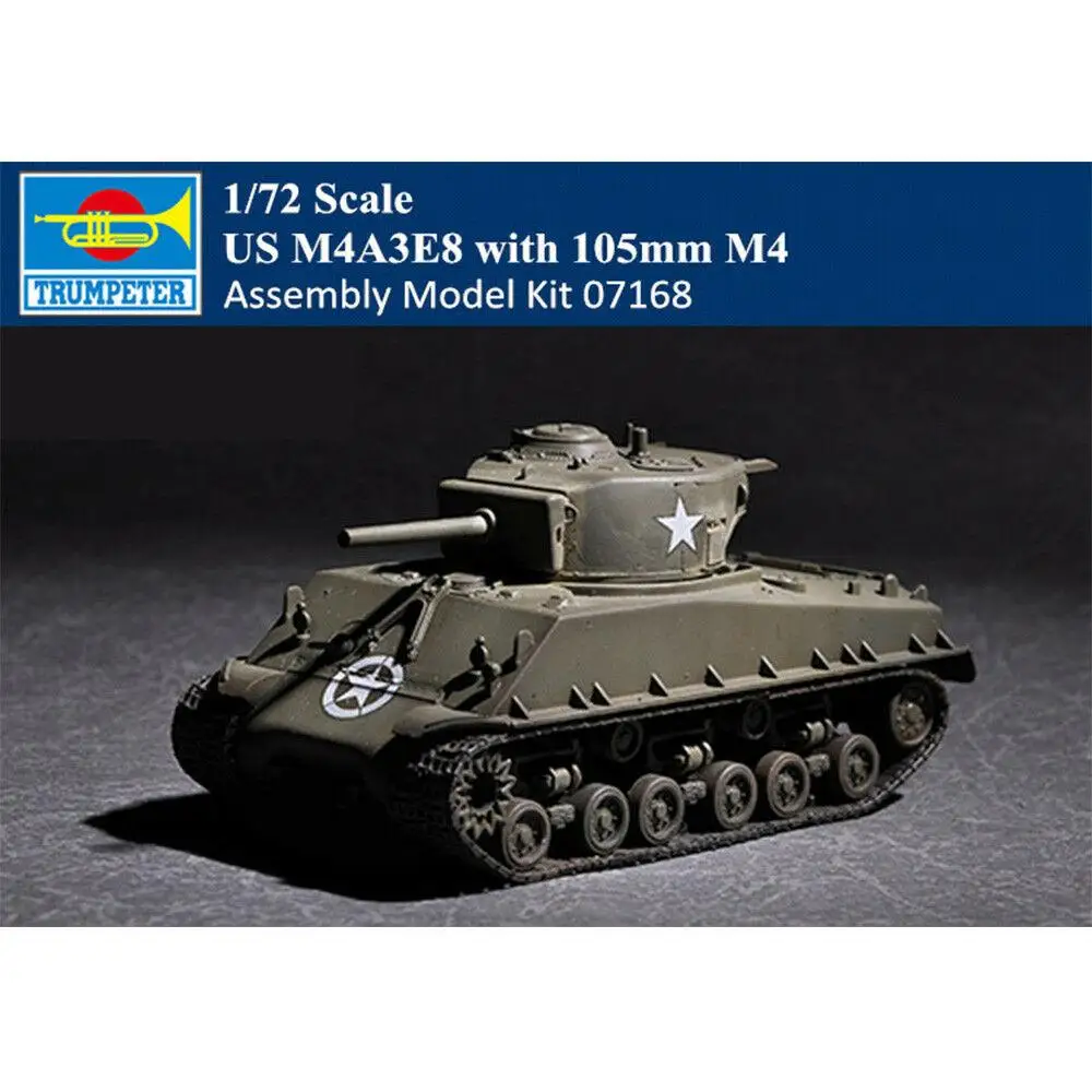 Trumpeter 1/72 07168 US M4A3E8 with 105mm M4 Tank Military Assembly Model Kit