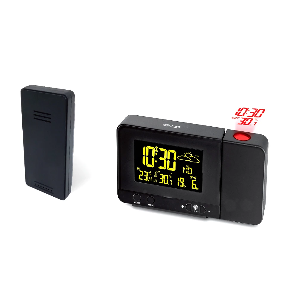 Projection Double Digital Alarm Clock USB Charging HD Screen Colorful Display Backlight Temperature Weather Forecast