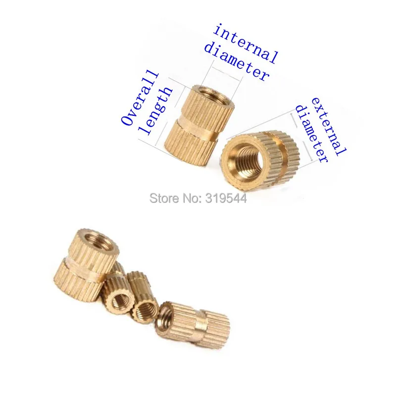 100PCS/20PCS/10PCS M2 M2.5 M3 M4 M5 M6 M8 Brass insert nut Injection Molding Brass Knurled Thread Inserts Nuts