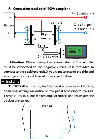 DC 500A 350A 100A 50A Coulomb Meter Lithium Battery Monitor Indicator Capacity Voltage current Electricity meter electric CAR RV