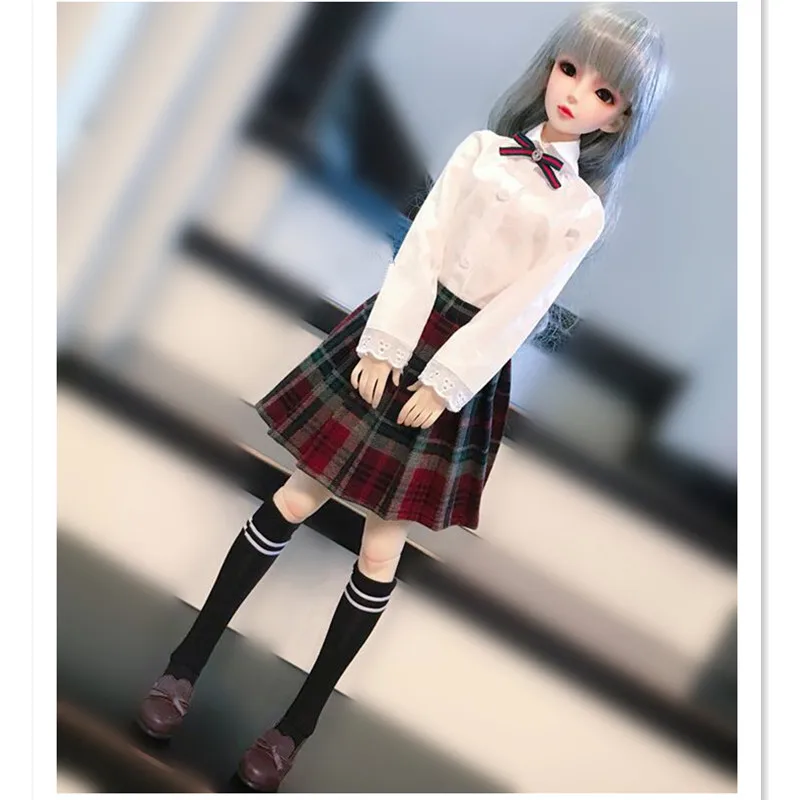 BJD Doll Clothes School Uniform for Dolls Accessories,Blue Suit Jacket Set Doll Clothing for 1/3 1/4 BJD DD MSD Doll