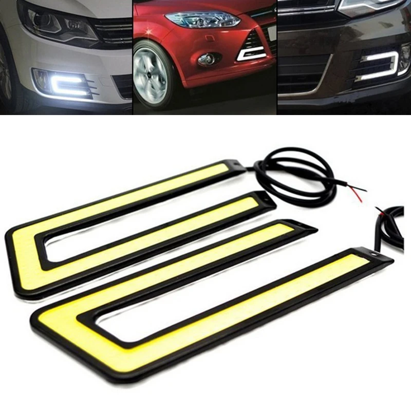 

2pcs/set U Shape Car COB LED DRL Daytime Running Light Headlight Fog Lamp White