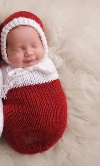 ❤️Newborn Photography Christmas Clothing Knit Sleeping Bag Hat Scarf  Twins Photo Costume Studio Baby Shoot Props Accessories