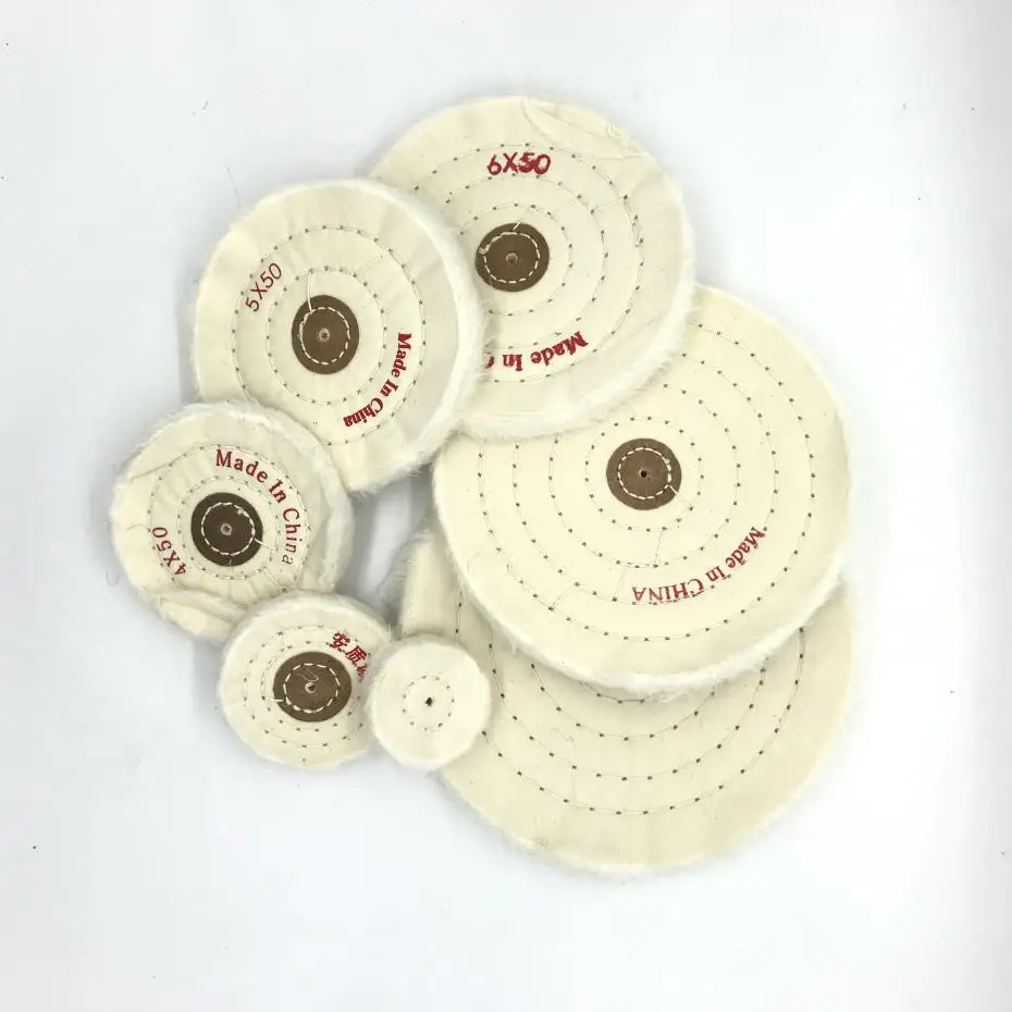 1pc 2inch To 8inch 7size  4 Inner Hole  50 Layers White Cotton Lint Cloth Buffing Wheel Gold Jewelry Polishing