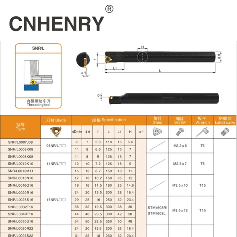 SNR0008K11 SNR0010K11 SNR0016Q16 SNR0020Q16 CNC Internal Thread Turning Tool SNR Threading Tool Lathe Inserts Holder CNC