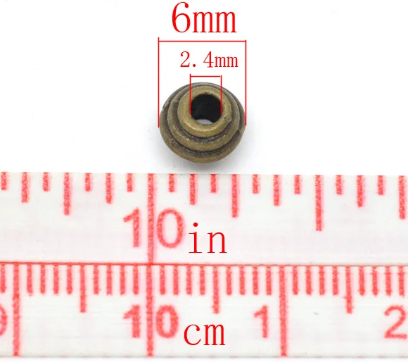 100ブロンズトーンスペーサービーズ6x5mm (b14498)