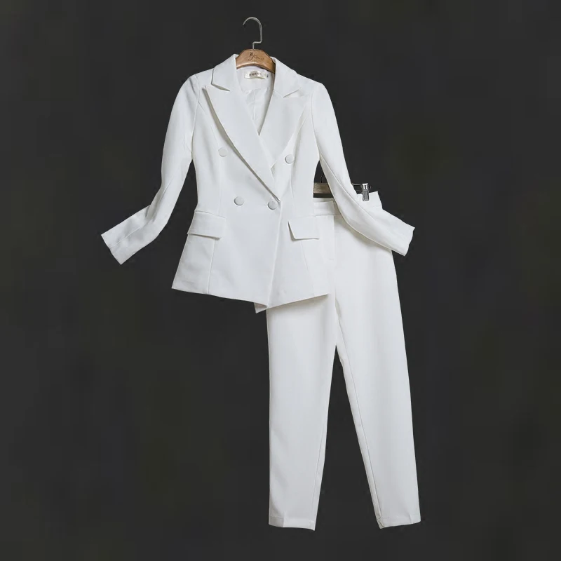 Women white Slim Pant Suits Female suit dress Notch Lapel Women's Business Office Tuxedos Jacket+Pants Ladies Suit