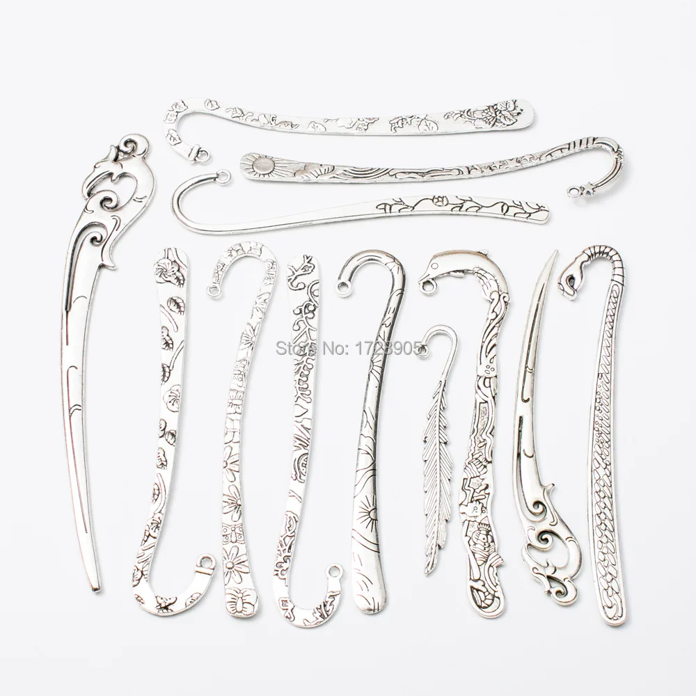 Pendant bookmark Feather Charm pendientes Bookmark Leaf Design Antique Silver Plated Large 10pcs for earrings Jewelry Making