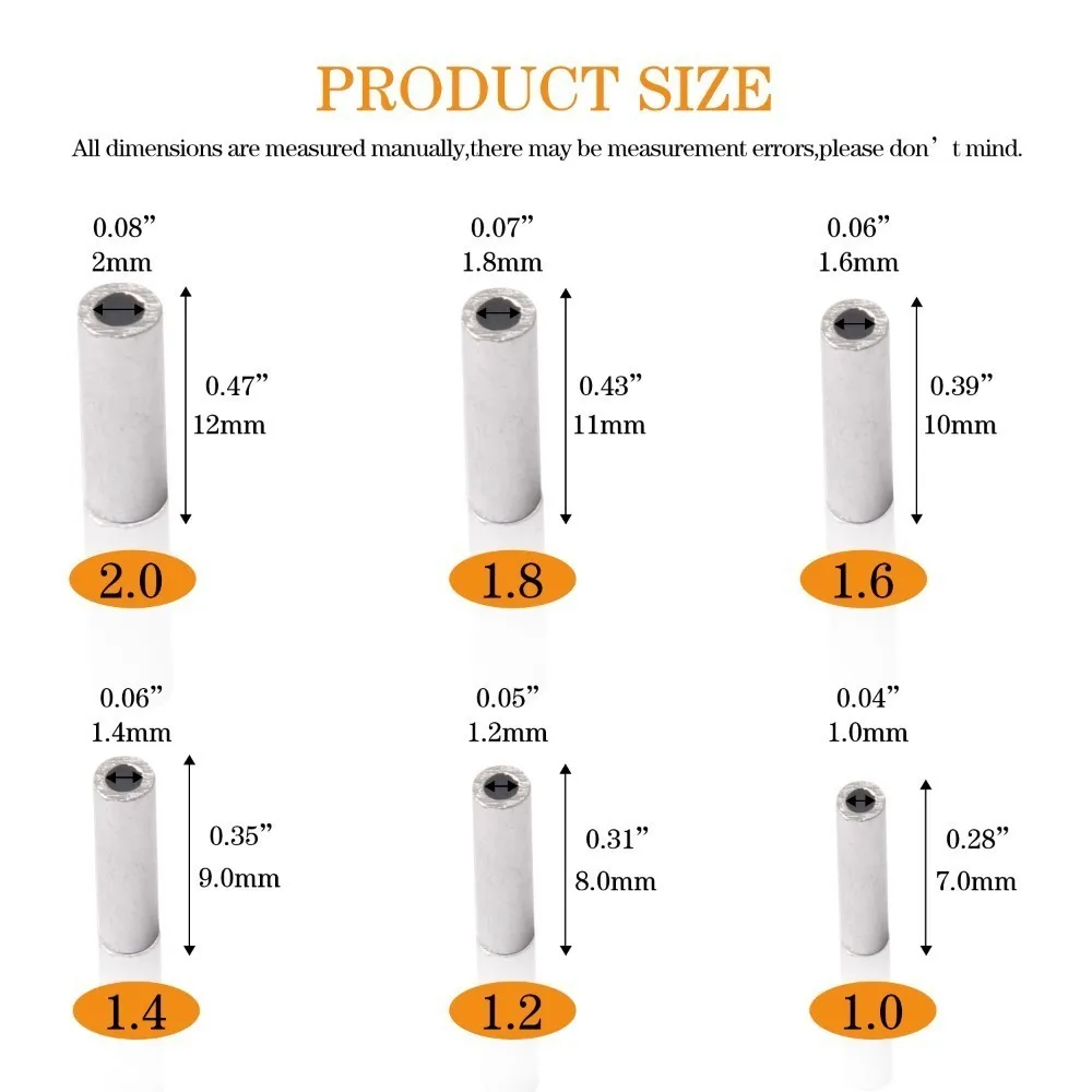Hyaena 100pcs Single Barrel Crimp sleeves Aluminum Fishing Line tube Crimping sleeve for Bait rig Fishing Tackle Connector
