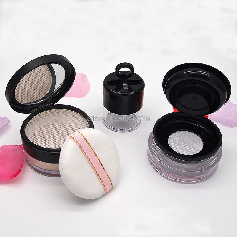 Loose Powder Case 10 Gram Empty Cosmetic Container Elasticated Net with Mirror A Puff Cosmetic Powder Compact Shading Powder