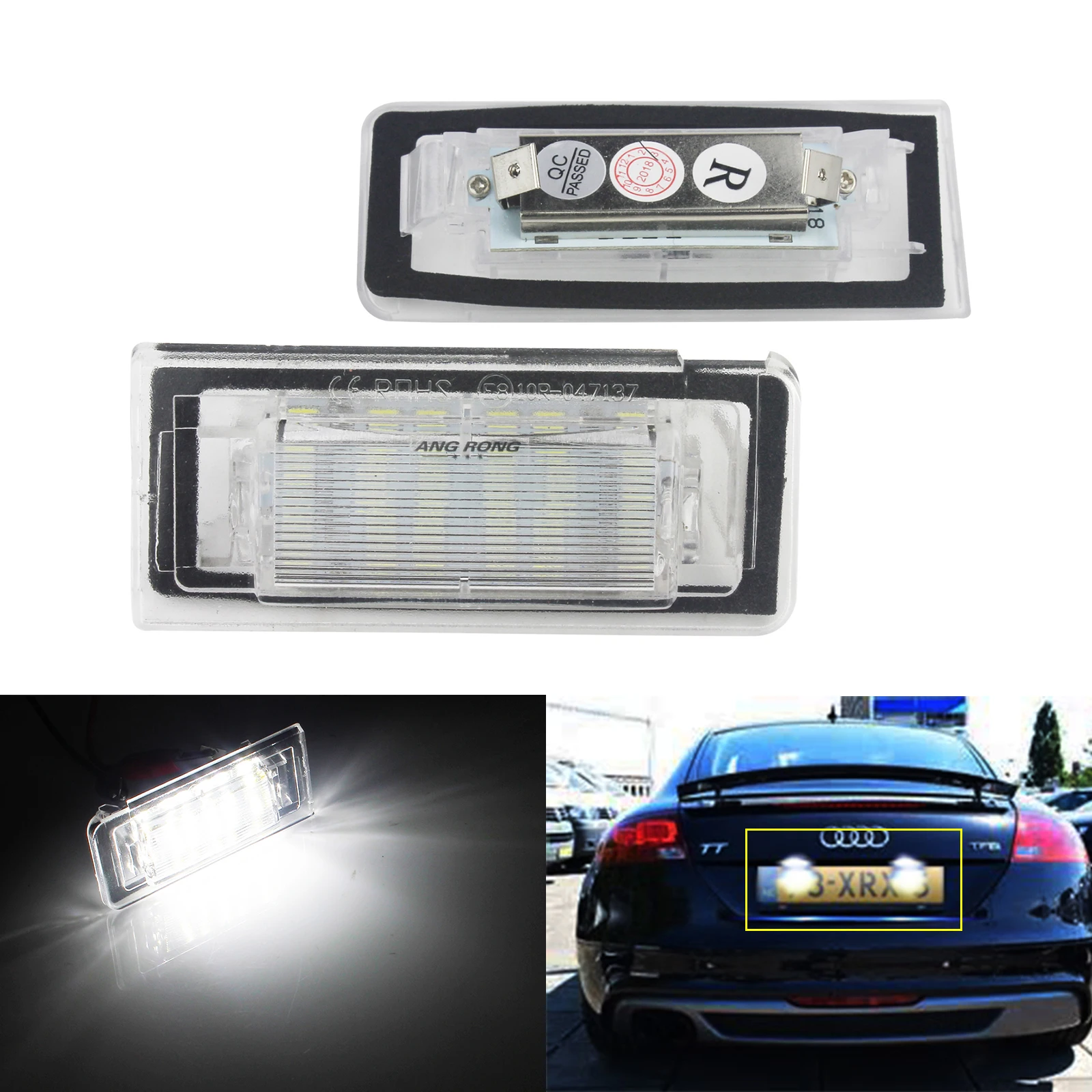 ANGRONG 2x 18SMD LED License Number Plate Light For Audi TT MK1 8N 1999-06 Error Free White