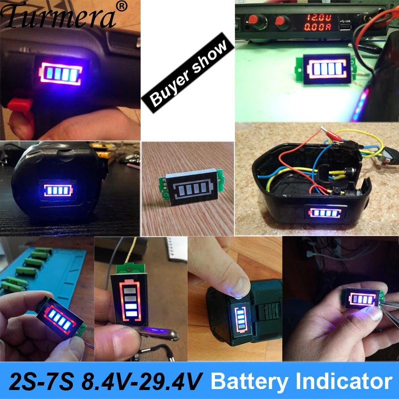 Battery indicator 2S 8.4V 3S 12.6V 4S 16.8V 5S 21V 6S 25.2V 2 to 7 Series Lithium Battery Capacity Module for shura screwdriver