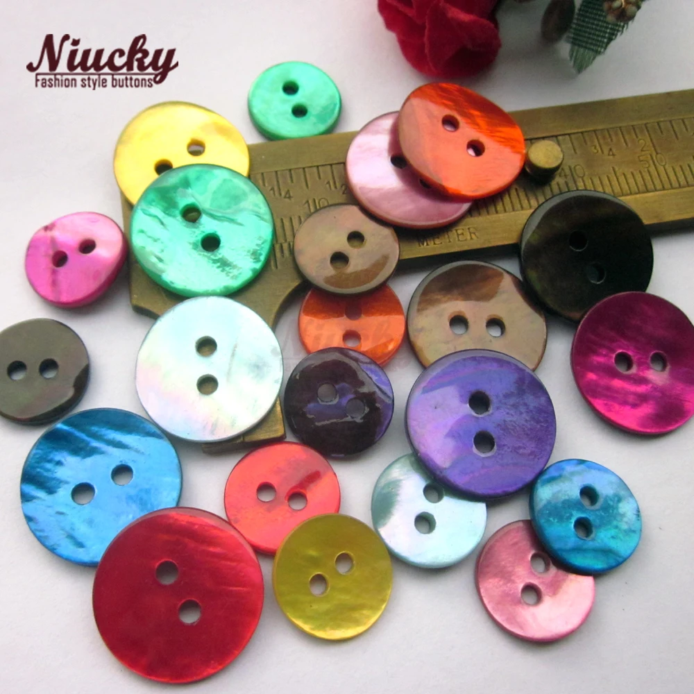 Niucky 11mm / 15mm high quality colorful pearl shell buttons mother of pearl shell buttons for sewing or decoration S0101m-002