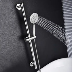 SUS304 Stainless Steel Adjustable Shower Slide Bar Hand Hold Shower Rail Slide Bar Set With SUS304 Shower & Hose Brushed Nickel