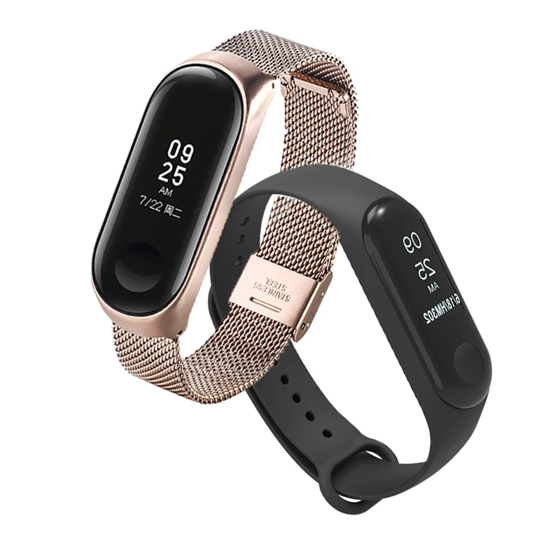 For Xiaomi 5 Correa Mi Band 3/4 Wrist Bracelet Metal Screwless Stainless Steel Wristbands For Xiaomi 4  Bracelets