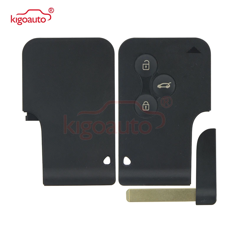 Kigoauto 3 Button Smart Card For Renault Clio Logan Megane 2 3 Koleos Scenic Card Case Black Car Key Fob Shell With Key Blade