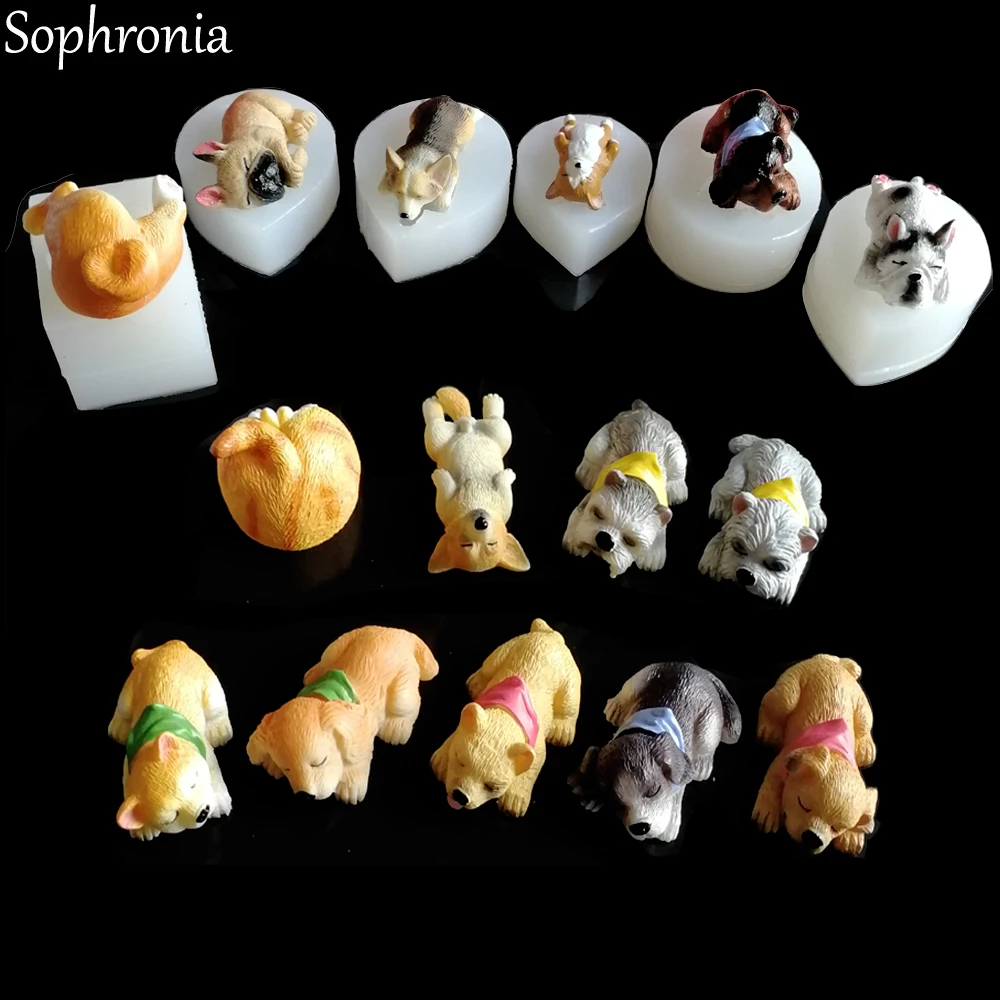 Nowe 15-stylowe psy formy silikonowe buldog Corgi narzędzia do dekorowania ciast Sugarcraft Gumpaste czekoladowe kremówki formy C339