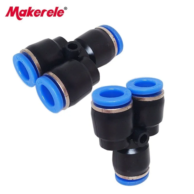 plastic air fittings  3 Way Y Type Pneumatic PY4/6/8/10/12mm plastic pipe  with lowest price High quality 1pcs Free shipping