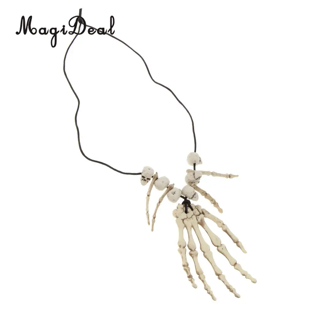 

MagiDeal Skull Skeleton Hand Bone Necklace Halloween Caveman Pirate Fancy Dress