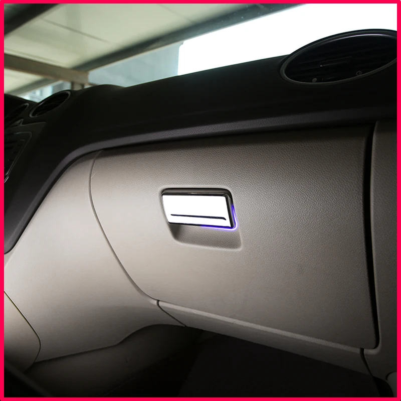 A Little change ABS Glove Box Handle Cover Storage Box Sequins Glovebox Trim Sticker for Ford Focus 2 MK2 2005 - 2012