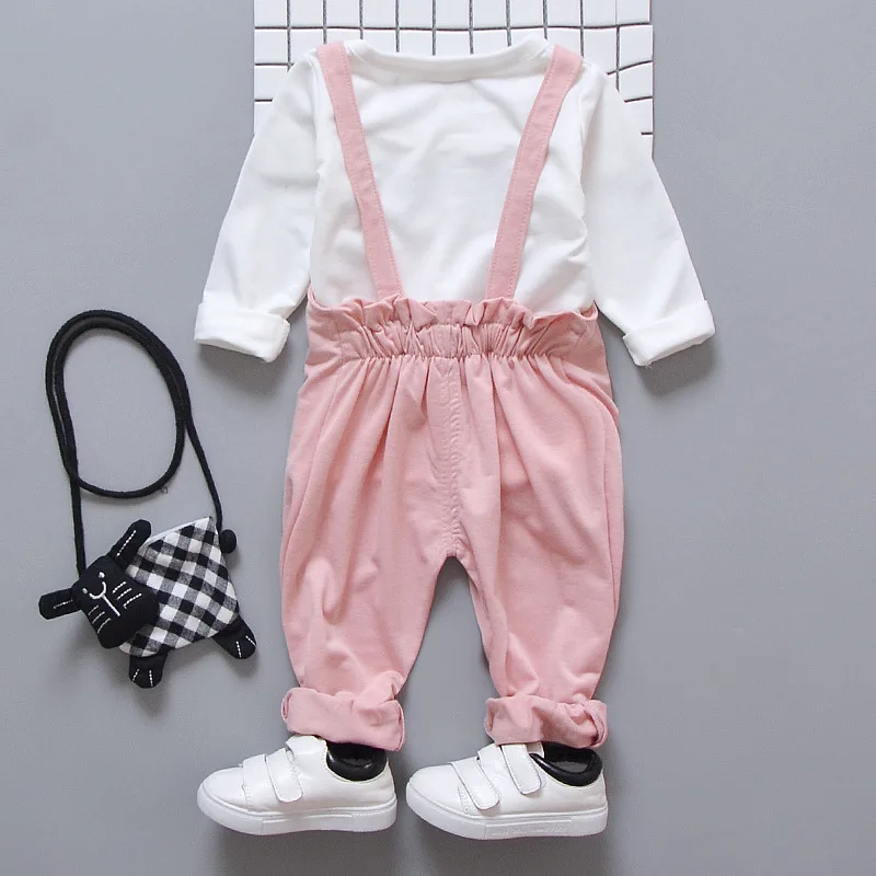 New Fashion Cute Girls Outfits Children Cartoon Clothing Sets Baby T-shirt Overalls 2Pcs/sets Spring Summer Infants Tracksuits